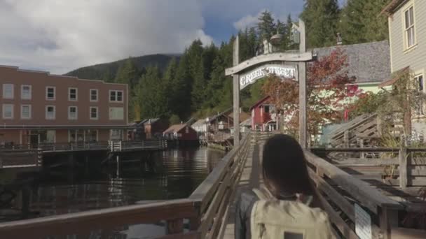 Ketchikan Creek Street in Alaska — Stockvideo