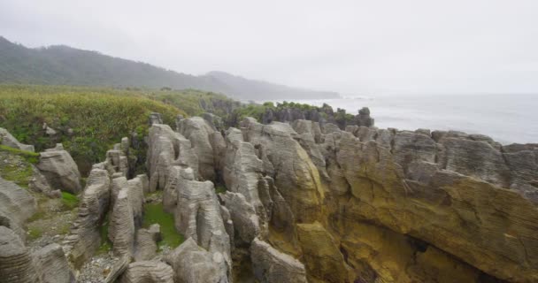 Nya Zeeland Punakaiki Pancake Rocks turist resa i Paparoa nationalpark — Stockvideo