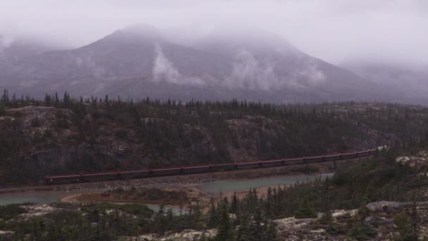White Pass i Yukon Trasa kolejowa jazdy pociągiem i atrakcją turystyczną — Wideo stockowe