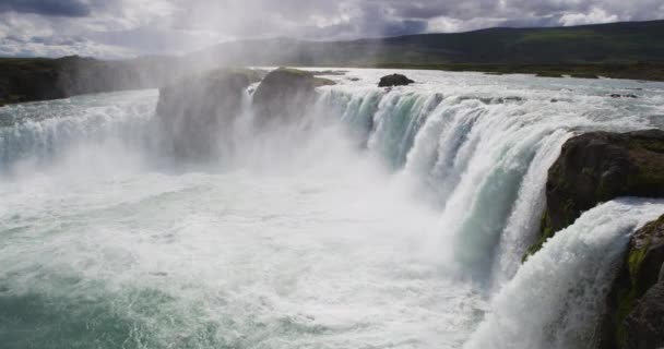 Island natur landskap Godafoss vattenfall — Stockvideo