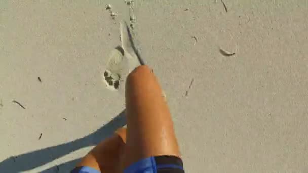 Voeten rennend in Beach Sand - Joggen Vrouwelijke Runner Sport Vrouw — Stockvideo