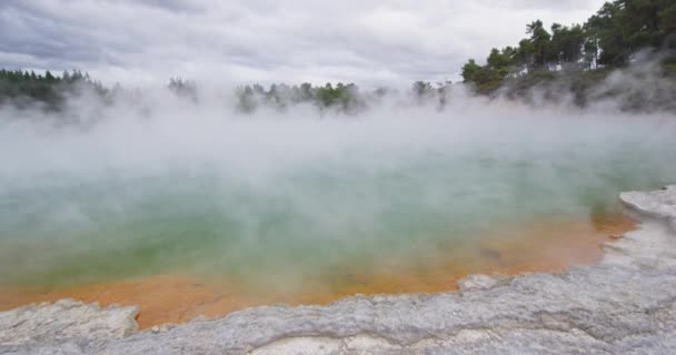 New Zealand travel - tourist attraction and travel destination Waiotapu pools — Stock Video