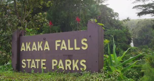 Akaka Falls State Park Entree Aanmelden Big Island Hawaii USA — Stockvideo