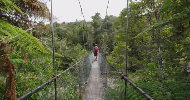 Caminante callejero de Nueva Zelanda en caminata por la naturaleza en el Parque Nacional Abel Tasman — Vídeos de Stock