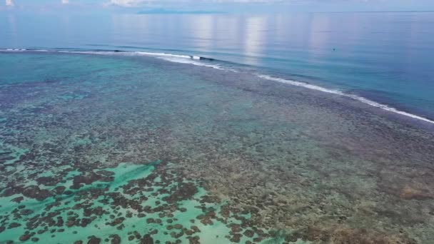 기후 변화 컨셉 비디오. 프랑스령폴리네시아의 산호초는 지구 온난화의 위협을 받고 있다. 해수면의 변화는호아히네에 있는 이 산호초를 포함 한 전 세계의 모든 산호초에 위협이 된다 — 비디오