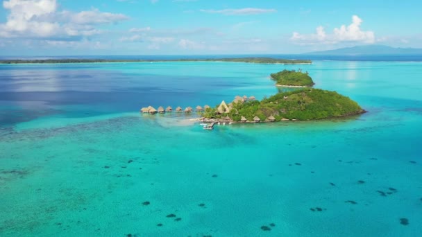 Aerial drone video of private island Luxury hotel resort travel vacation — стокове відео