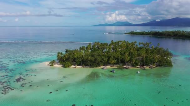 Luchtfoto drone video uit Frans Polynesië van Motu Mahaea, Tahaa, Tahiti — Stockvideo