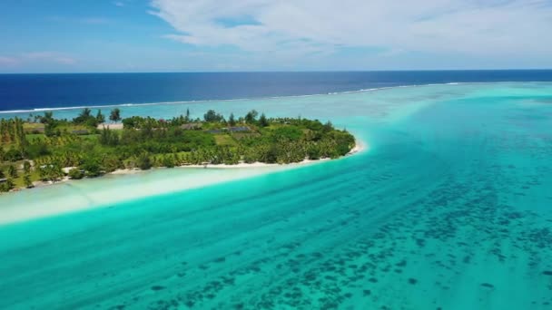 Polinésia Francesa Tahiti vista aérea da ilha motu recife de coral lagoa por Huahine — Vídeo de Stock