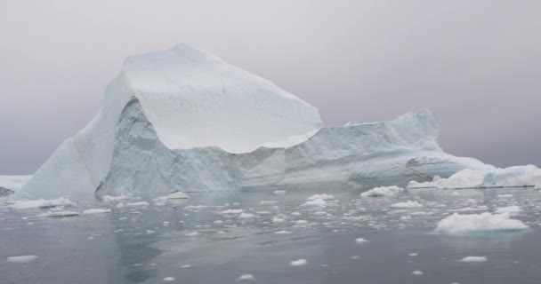 気候変動-グリーンランドの北極の自然界の氷河からの氷山と氷 — ストック動画