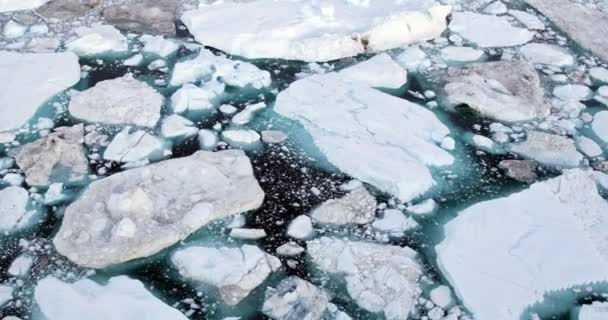Éghajlatváltozás és globális felmelegedés - Jéghegyek olvadó gleccserből a jégkorongban — Stock videók