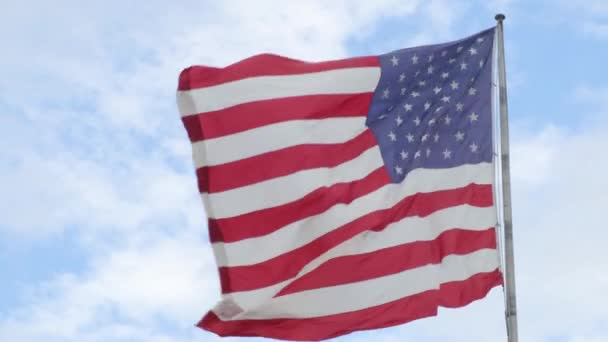 アメリカ国旗-アメリカ国旗が風になびく — ストック動画