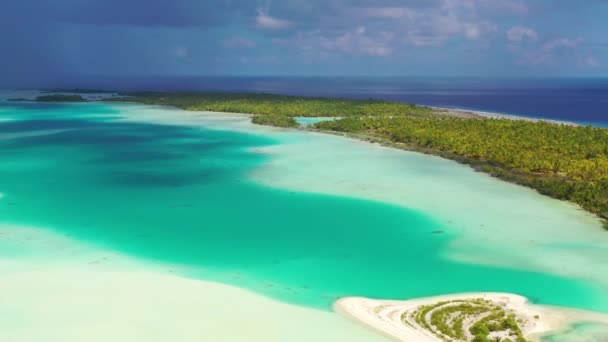 Drone vídeo da Polinésia Francesa Tahiti Fakarava atol ilha e Lagoa Azul — Vídeo de Stock