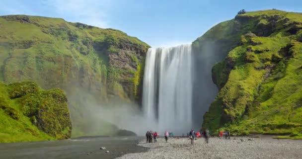 Καταρράκτης της Ισλανδίας Skogafoss στην ισλανδική φύση τοπίο - Βίντεο Timelapse — Αρχείο Βίντεο