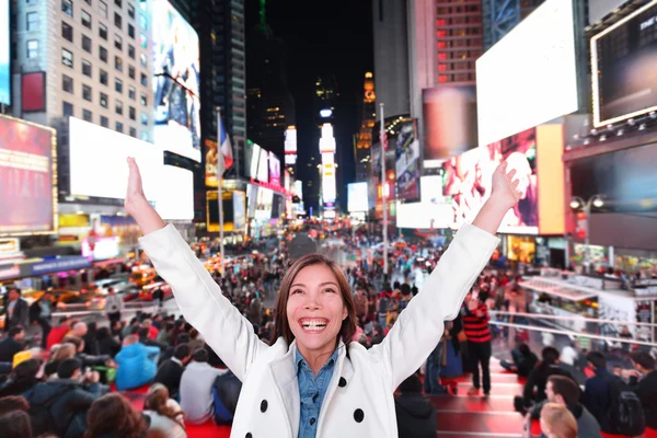 Excited woman in New York — Stock Photo, Image