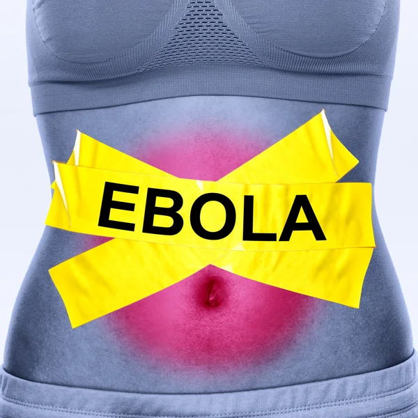 Ebola virus infection on woman stomach — Stock Photo, Image