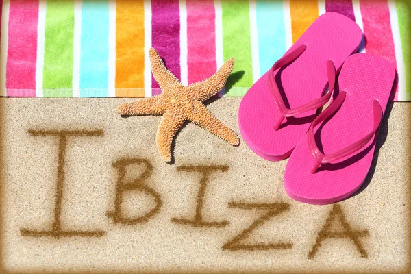 IBIZA written in sand — Stock Photo, Image