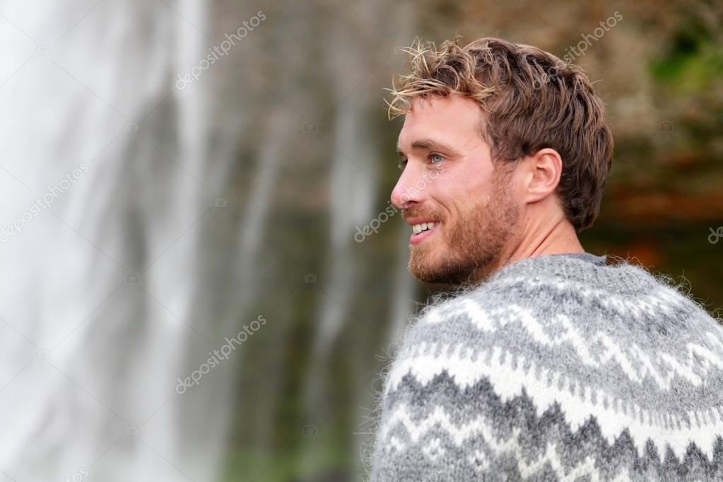 Handsome man in Icelandic sweater Stock Photo by ©Maridav 62143631