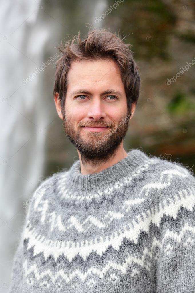 Man in Icelandic sweater outdoor Stock Photo by ©Maridav 62143735