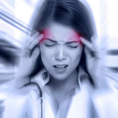 Woman with pounding headache clipart