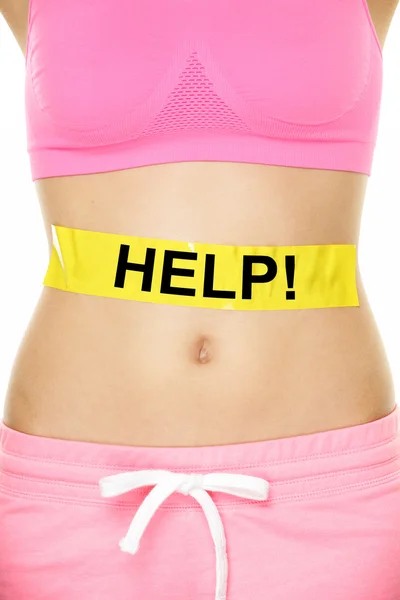 Mulher com problema de peso corporal — Fotografia de Stock