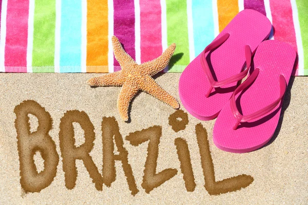 BRAZIL written on beach sand — Stock Photo, Image