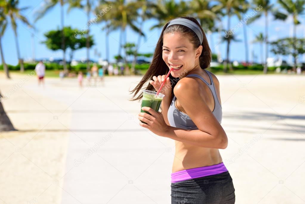 Woman drinking detox cleanse smoothie Stock Photo by ©Maridav 72653267