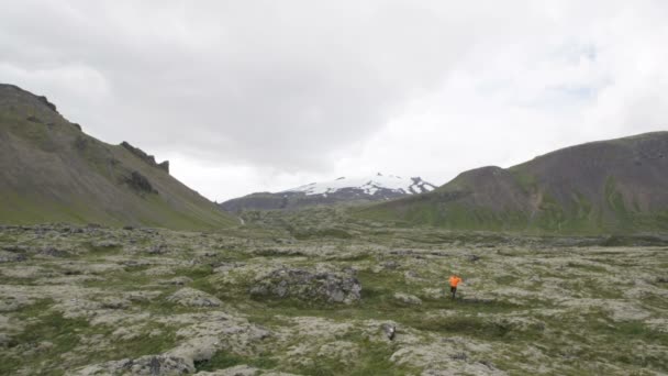 Trail running homme dans la nature paysage — Video