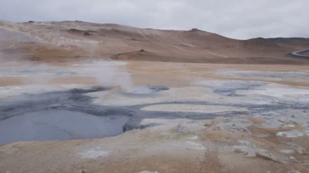 Islande paysage volcan boue source chaude — Video