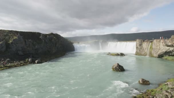 Island natur landskap Godafoss vattenfall — Stockvideo
