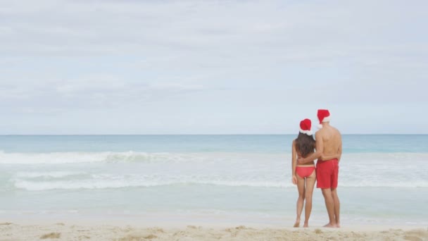 Kerst strand ontspannen op vakantie — Stockvideo