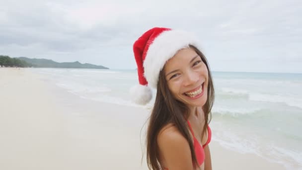 Woman on beach vacation holiday — Wideo stockowe