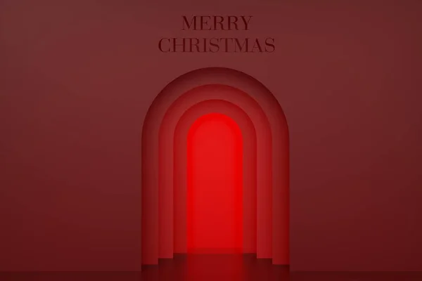 Render Decorated Paper Cut Layered Shapes Red Merry Christmas Cutout — Stock Photo, Image