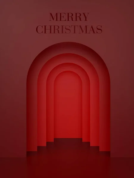 Rendering Carta Decorata Tagliata Strati Forme Rosso Buon Natale Cutout — Foto Stock