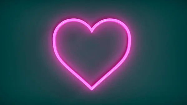 Neonowe Serce Jasne Neonowe Światło Pusty Szablon Walentynki Dzień Kobiet — Zdjęcie stockowe