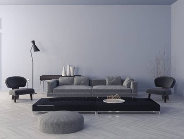 İç tasarım Oturma Odası Modeli - 3D Yapılandırma, 3D Görüntü