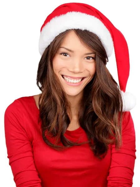 Menina de Natal usando chapéu de santa — Fotografia de Stock