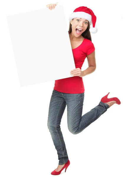 Kerstmis vrouw met leeg bord — Stockfoto