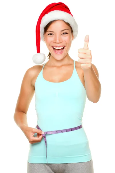 Fitness woman measuring waist — Stock Photo, Image