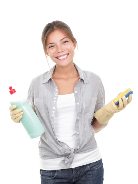 Housewife cleaning dishes — Stock Photo, Image