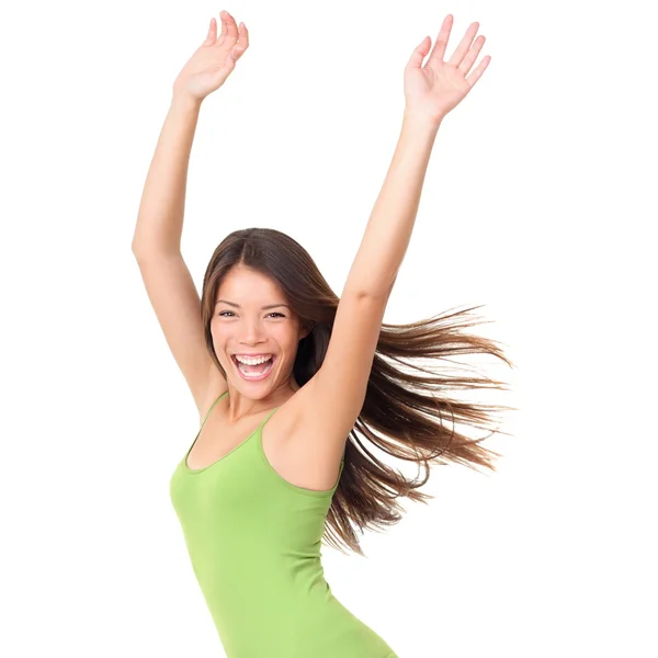 Young woman with raised arms — Stock Photo, Image