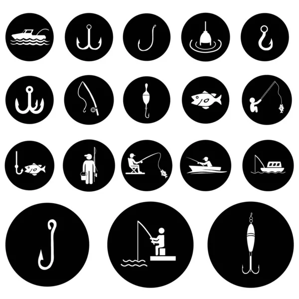 Vlakke Vissen Set Solide Pictogram Vector Ontwerp — Stockvector