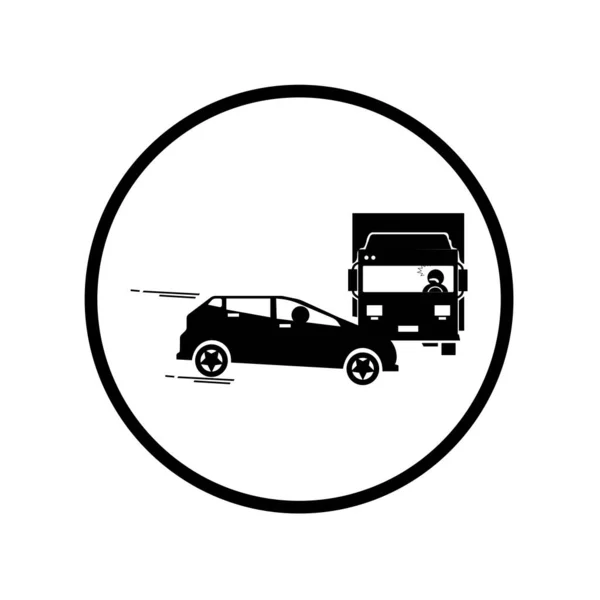 Συντριβή Αυτοκινήτων Εικονίδιο Κύκλο Λευκό Φόντο — Διανυσματικό Αρχείο