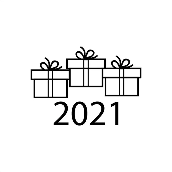 Yeni Yıl Hediye Kutusu. Yılbaşı hediyeleri 2021 vektör simgeleri