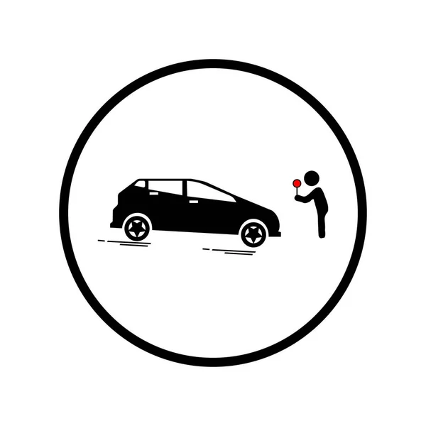 Crash Auto Pictogram Cirkel Witte Achtergrond — Stockvector