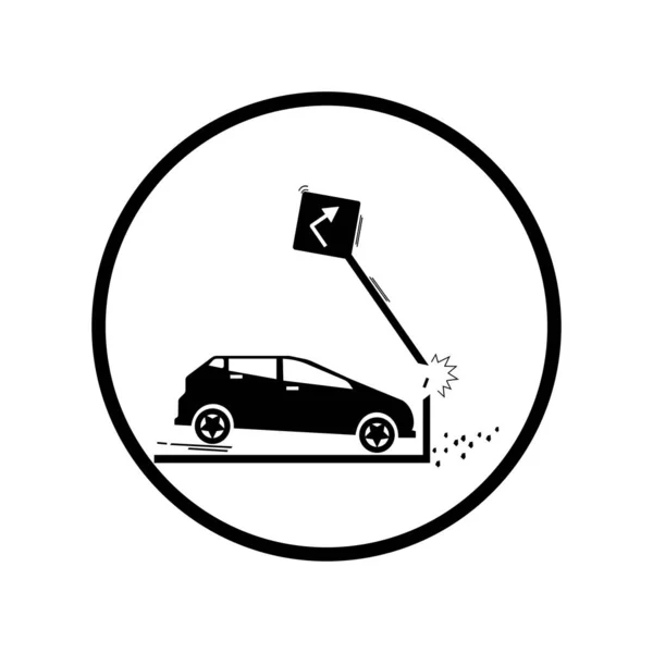 Ikona Kraksy Samochodów Kręgu Białym Tle — Wektor stockowy