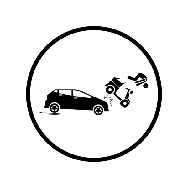 Crash Cars Icon Circle White Background — Stock Vector