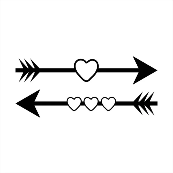 Gelukkige Valentijnsdag Pijl Vector Pictogram Witte Achtergrond — Stockvector