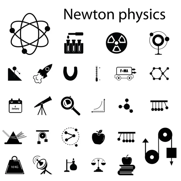 Newton Világnapi Ikonok Beállítva Vázlat Világ Newton Nap Vektor Ikonok — Stock Vector