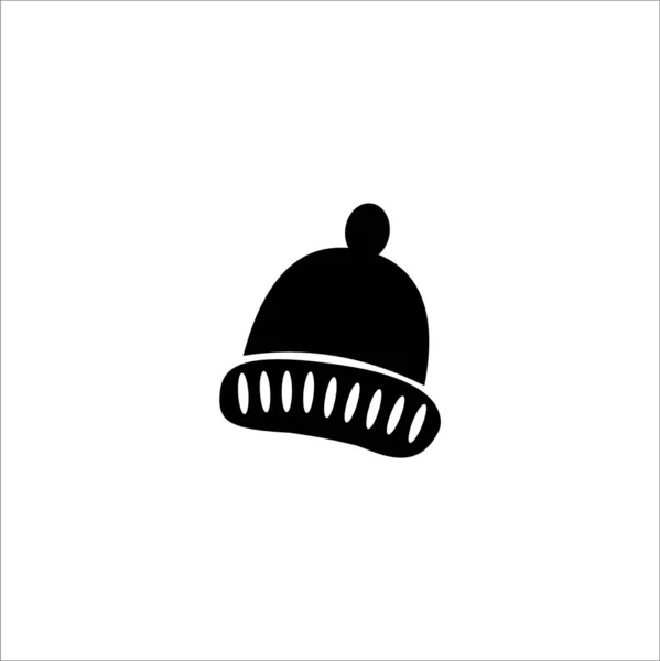 Vinter Hatt Ikon Logotyp Vit Bakgrund — Stock vektor