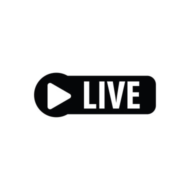 Canlı yayın düğmesi siyah vektör simgeleri